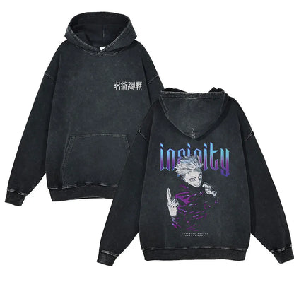 Anime Jujutsu Kaisen Washed Hoodie 100% Cotton Vintage Printed Long Sleeve Men's Clothing Fashion Casual Hip Hop Sweatshirt - Jujutsu Kaisen Merch - Free Shipping Buy Now