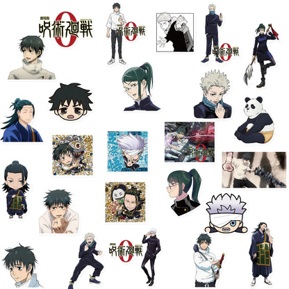 Autocollants Anime Jujutsu Kaisen 50 pièces Autocollants Anime classiques populaires Autocollants en vinyle imperméables pour bouteille d'eau Ordinateur portable