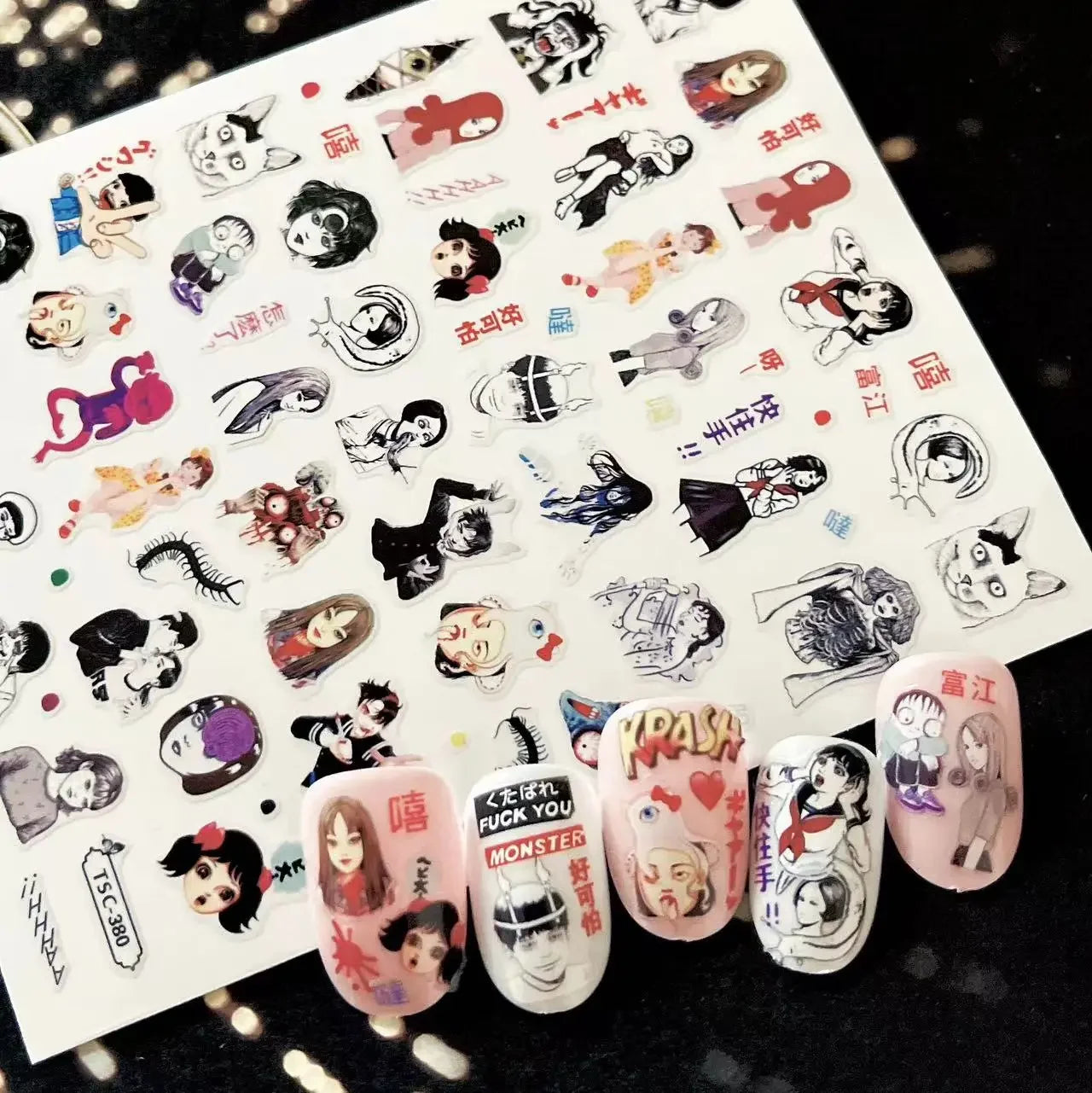 Autocollants 3D pour nail art, modèle coulissant, décorations pour ongles DIY, Jujutsu Kaisen, TSC-196