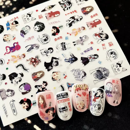 Autocollants 3D pour nail art, modèle coulissant, décorations pour ongles DIY, Jujutsu Kaisen, TSC-196