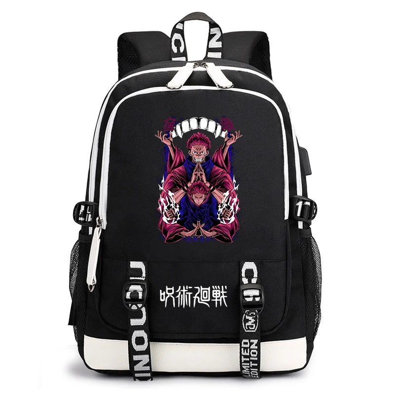 Sac à dos imprimé anime Jujutsu Kaisen, sac d'école pour étudiant, sac USB, cadeau de rentrée scolaire