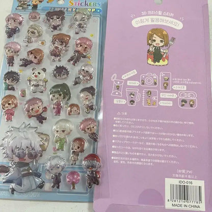 Kawaii Cartoon Jujutsu Kaisen 3D Crystal Relief Sticker Student Reward Anime Peripheral Sticker Collection Phone Case Decoration