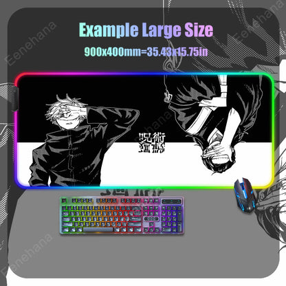Anime Mouse Pad Mouse Mat Large Gojo Satoru Gaming Accessories Yuji Keyboard Desk Mat Jujutsu Kaisen RGB Led Backlight Mouse Pad