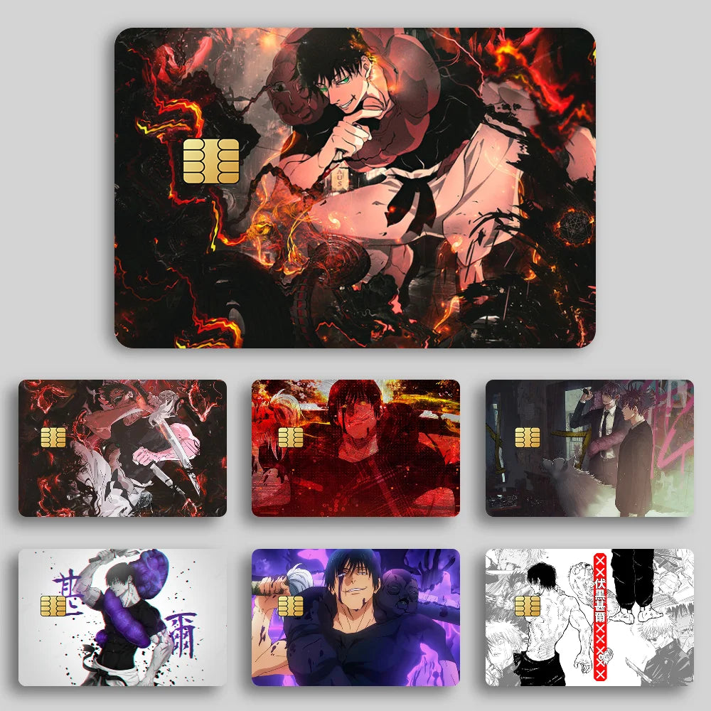 Kaisen Toji For Film Skin Cover Credit Card Stickers 4PCS Debit Anime J-Jujutsu Front Decoration Bank Bus Pass Waterproof