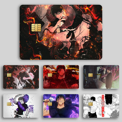 Kaisen Toji For Film Skin Cover Credit Card Stickers 4PCS Debit Anime J-Jujutsu Front Decoration Bank Bus Pass Waterproof