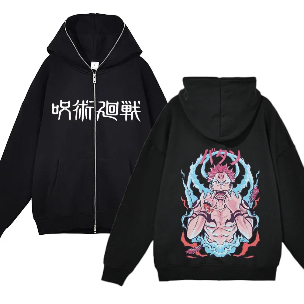 Anime Gojo Satoru Sweatshirts Jujutsu Kaisen Zipper Jackets Gojo Hoodies Thin Fleece Hoodie Zip Up Y2k Hoodies Anime Sweaters - Jujutsu Kaisen Merch - Free Shipping Buy Now