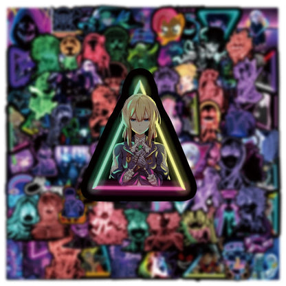 10/25/50/100PCS Cartoon Anime Jujutsu Kaisen Attack On Titan Neon Light Graffiti Stickers Car Motorcycle DIY Decal Sticker Kids