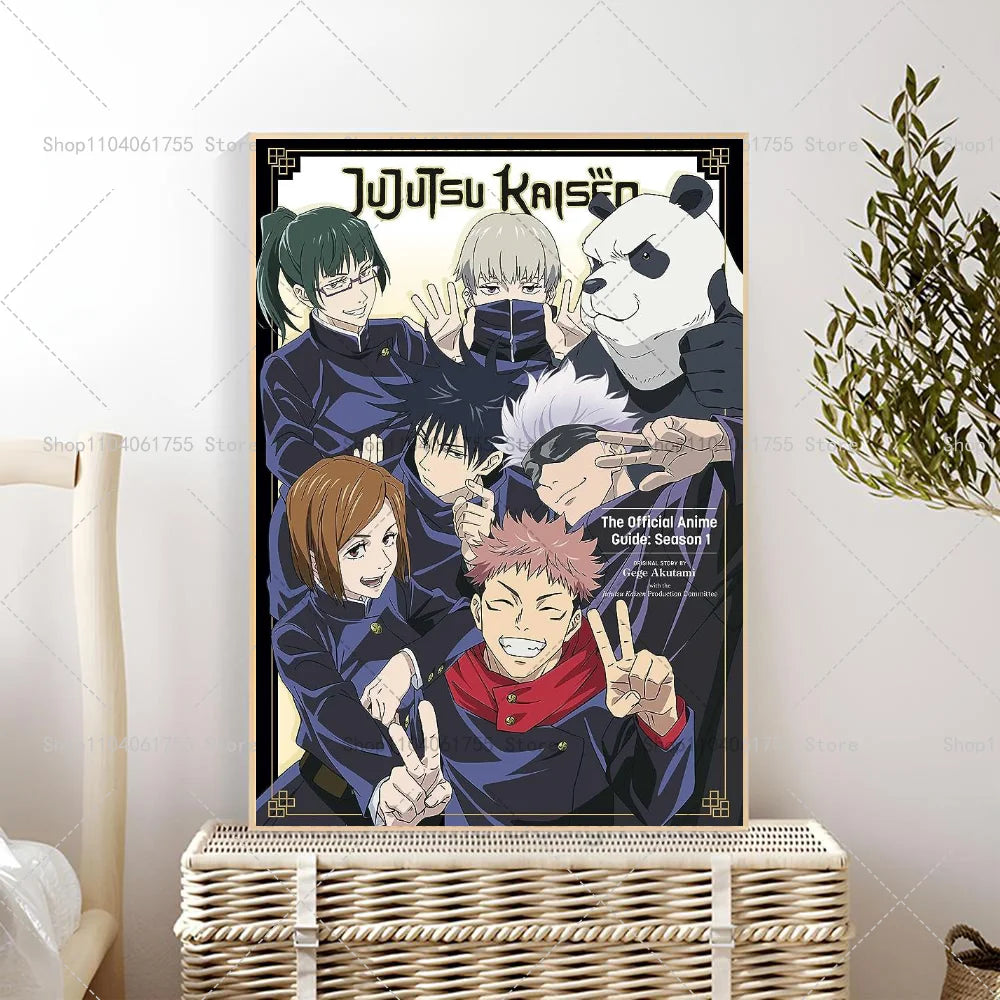 1PC Classic Japan Anime Jujutsu Kaisen Poster Self-adhesive Art Waterproof Paper Sticker Coffee House Bar Room Wall Decor