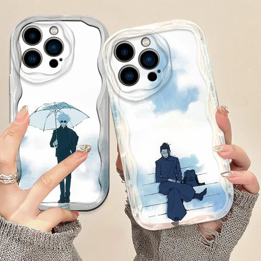Coque de téléphone J-Jujutsu K-Kaisen Geto Gojo pour Apple iPhone 15 14 13 12 11 XS XR X Pro Max Plus Wave Oil Cover