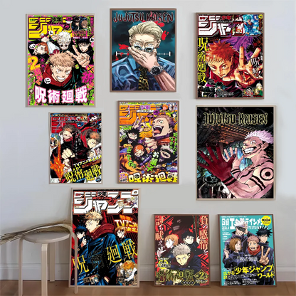 Jujutsu Kaisen Anime Anime Posters Sticky HD Quality Wall Art Retro Posters for Home Kawaii Room Decor