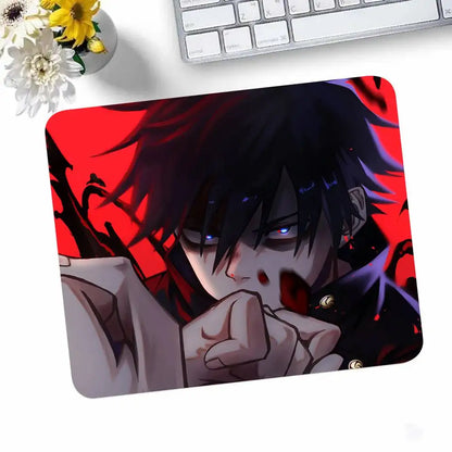 Anime Jujutsu Kaisen Fushiguro Megumi Mousepad Small LockEdge Mouse Pad For Gamers Computer Desk Pad Rectangular Anti-slip