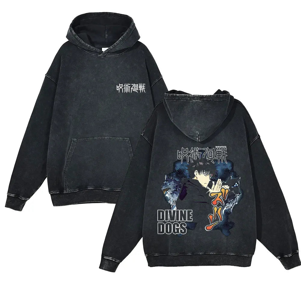 Anime Jujutsu Kaisen Washed Hoodie 100% Cotton Vintage Printed Long Sleeve Men's Clothing Fashion Casual Hip Hop Sweatshirt - Jujutsu Kaisen Merch - Free Shipping Buy Now