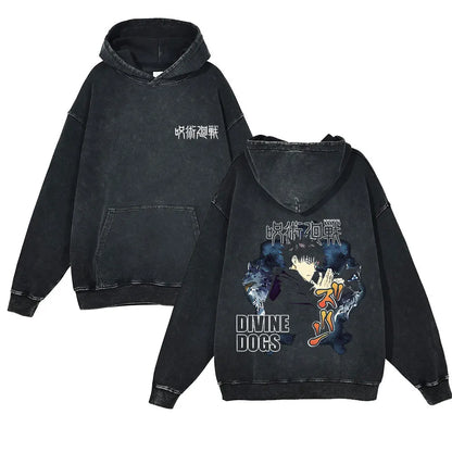 Anime Jujutsu Kaisen Washed Hoodie 100% Cotton Men's Clothing Fashion Casual Vintage Printed Long Sleeve Hip Hop Sweatshirt - Jujutsu Kaisen Merch - Free Shipping Buy Now
