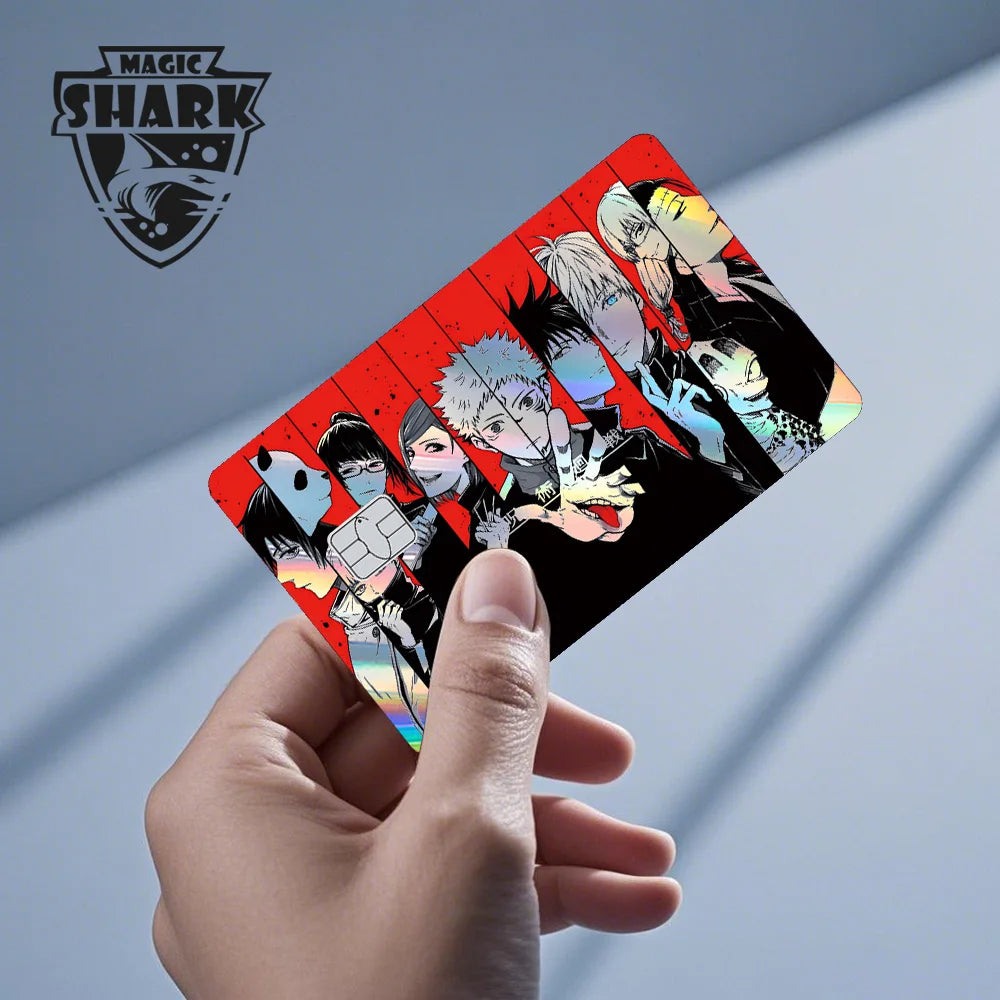 J-Jujutsu K-Kaisen Anime Laser Holographic Itadori Yuji Megumi Fushiguro Gojo Satoru Credit Debit Bank Card Sticker Film Skin