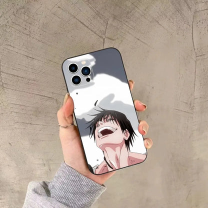 Coque de téléphone Jujutsu Kaizen Toji Fushiguro pour iPhone 15, 14, 13, 12, 11, Plus, Pro Max, XS, X, XR, SE, Mini, 8, 7, en silicone souple, noire