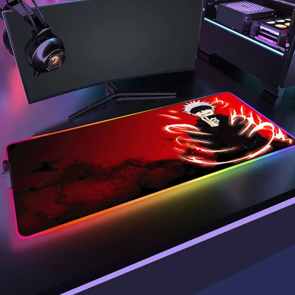 RGB Jujutsu Kaisen Mouse Pad Anime Gojo Satoru Desk Mat Gamer PC Computer XL Varmilo Keyboard Carpet Gaming Accessories Mousepad