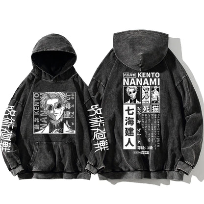 Jujutsu Kaisen Satoru Gojo Sweatshirts Anime Men's High Quality 100% Washed Cotton Hoodie Winter Oversized Streetwear Clothing - Jujutsu Kaisen Merch - Free Shipping Buy Now