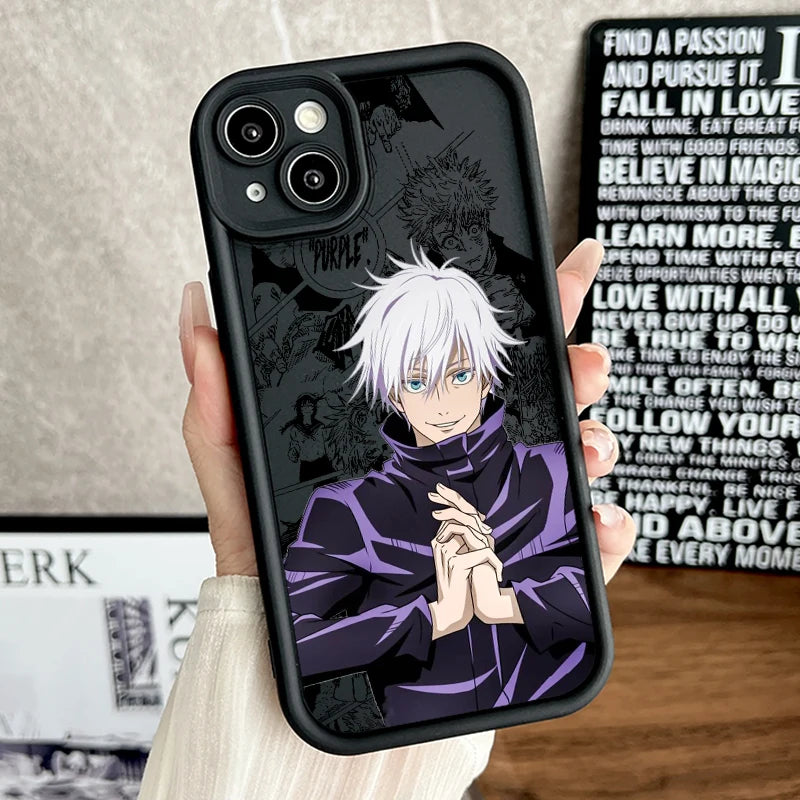 Coque souple Jujutsu Kaisen Gojo Satoru Plus pour iPhone 15, 14, 13, 12, 11, Mini, XS, XR, X, 8, 7 Pro Max