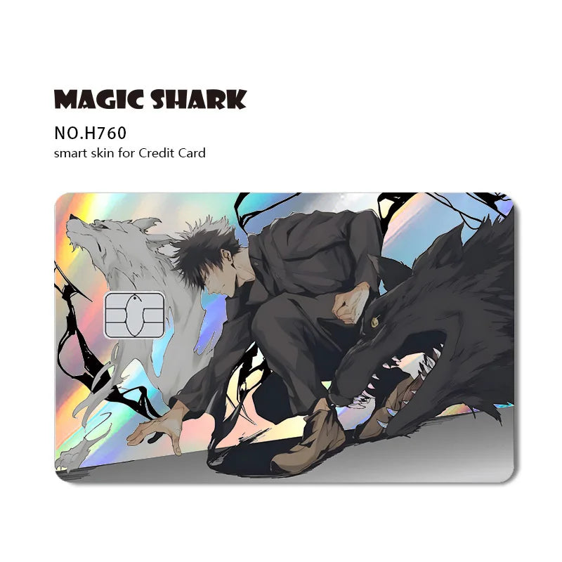 J-Jujutsu K-Kaisen Anime Laser Holographic Itadori Yuji Megumi Fushiguro Gojo Satoru Credit Debit Bank Card Sticker Film Skin