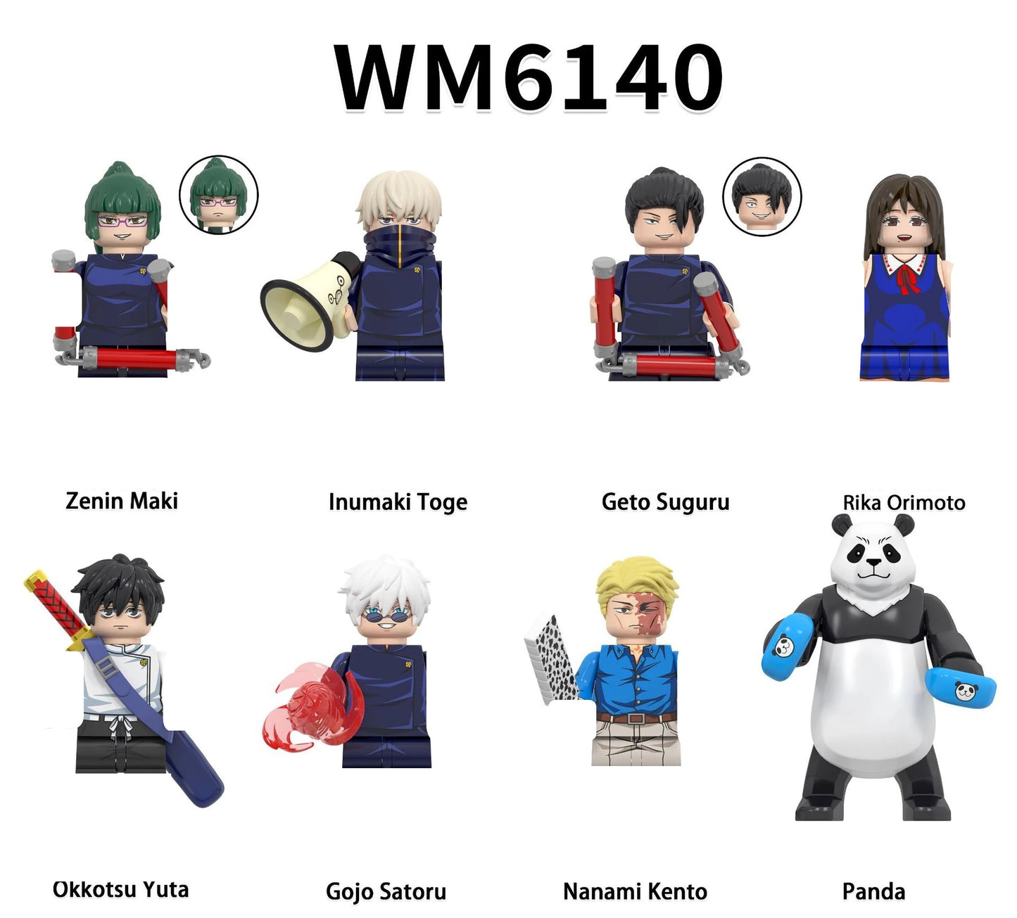 8 pièces/ensemble Jujutsu Kaisen Itadori Yuji Fushiguro Megumi Anime Mini homme blocs Figure
