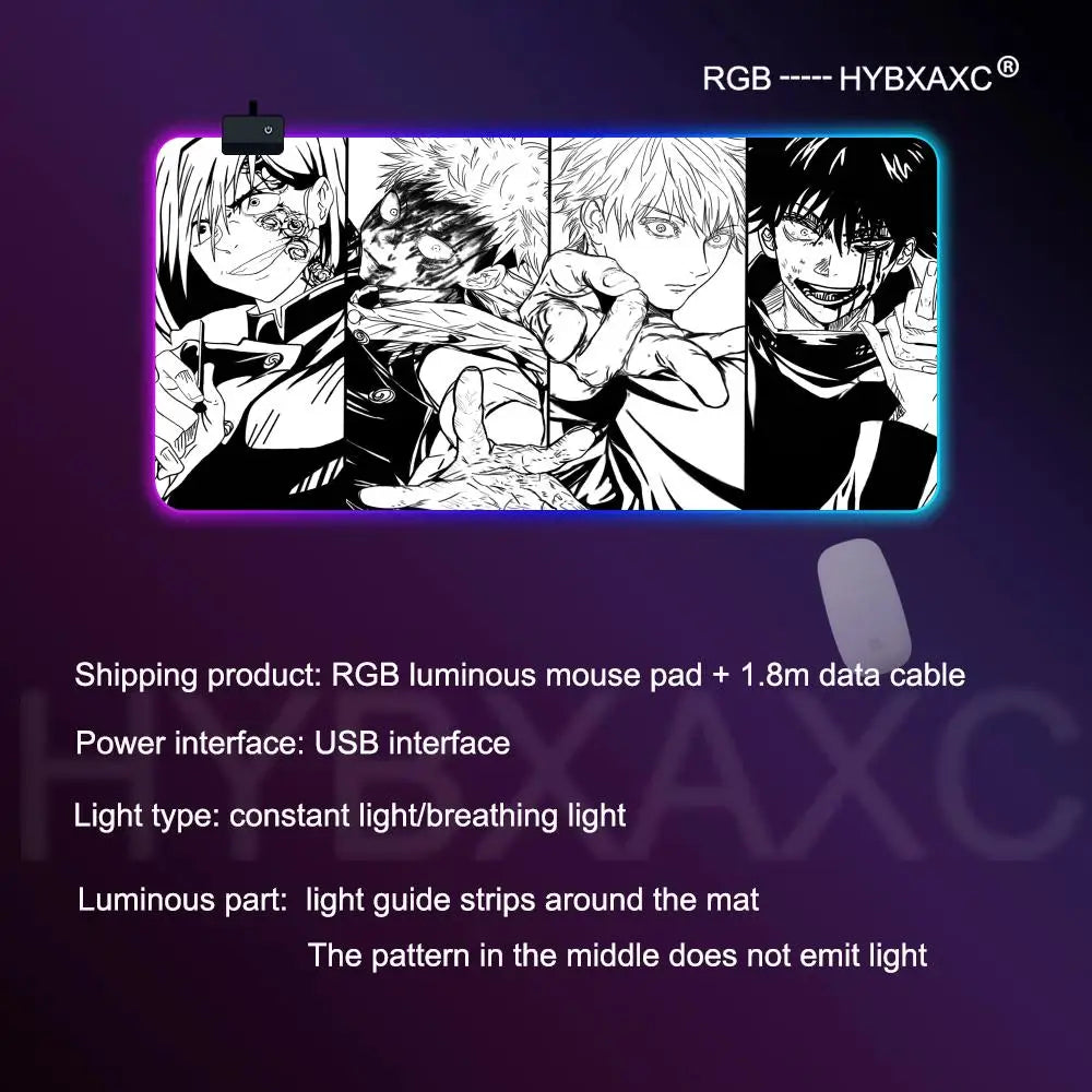 HD RGB Ryomen Sukuna 400x900mm Black Anime Jujutsu Kaisen Mouse Pad Gojo Satoru MousePad Computer Gaming PC Accessories Desk Mat