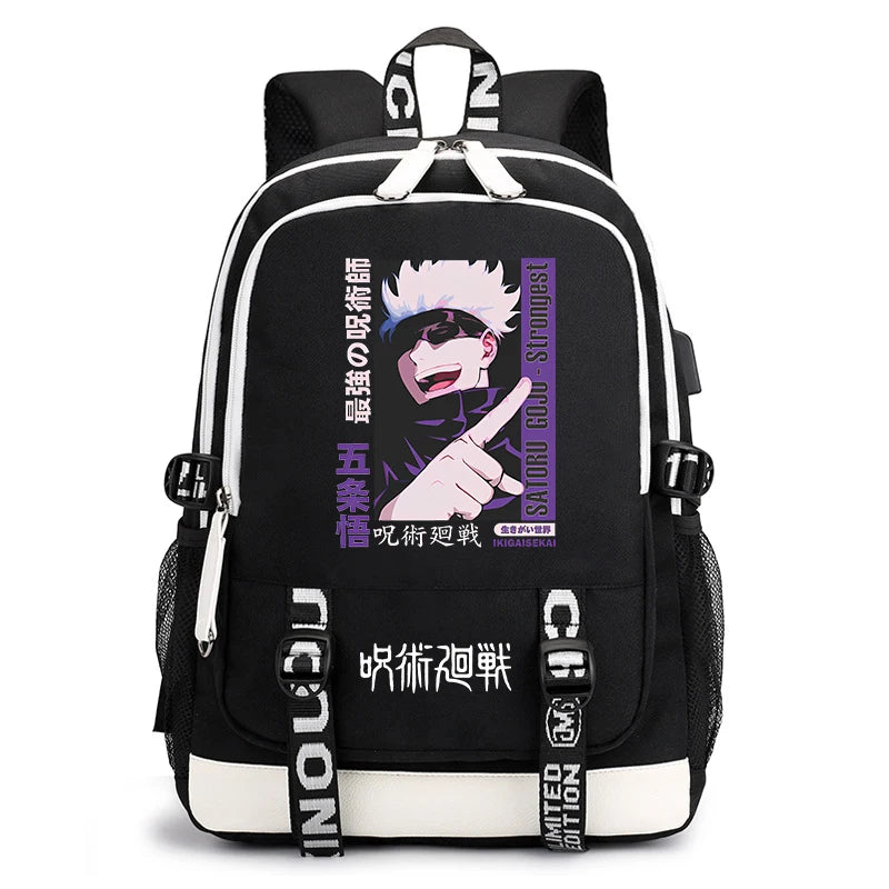 Sac à dos imprimé anime Jujutsu Kaisen, sac d'école pour étudiant, sac USB, cadeau de rentrée scolaire
