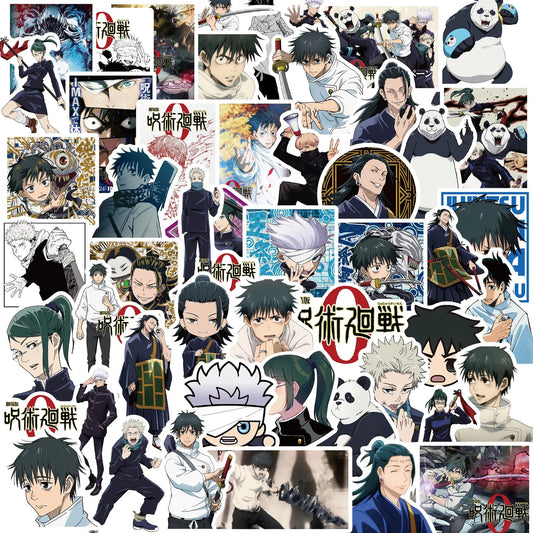 Autocollants Anime Jujutsu Kaisen 50 pièces Autocollants Anime classiques populaires Autocollants en vinyle imperméables pour bouteille d'eau Ordinateur portable