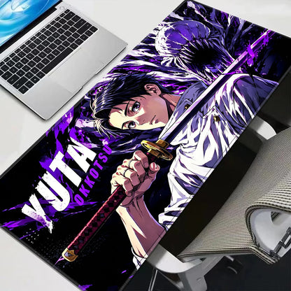 HD Anime Purple Mouse Pads Yuta Okkotsu Gaming Keyboard Rug Laptop Mousepad PC J-Jujutsu Kaisen Gamer Cabinet Extended Desk Mat