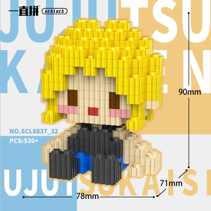JX TOY Anime Jujustu Micro Bloc de Construction Ornements de Bureau à Collectionner Statue Gojo Satoru Poupée Itadori Yuji Bloc Fushiguro Megumi