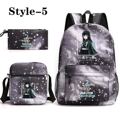 Sac à dos motif Anime Tokitou Muichirou pour adolescents, grande capacité, sac à bandoulière, sac à crayons, sacs d'école