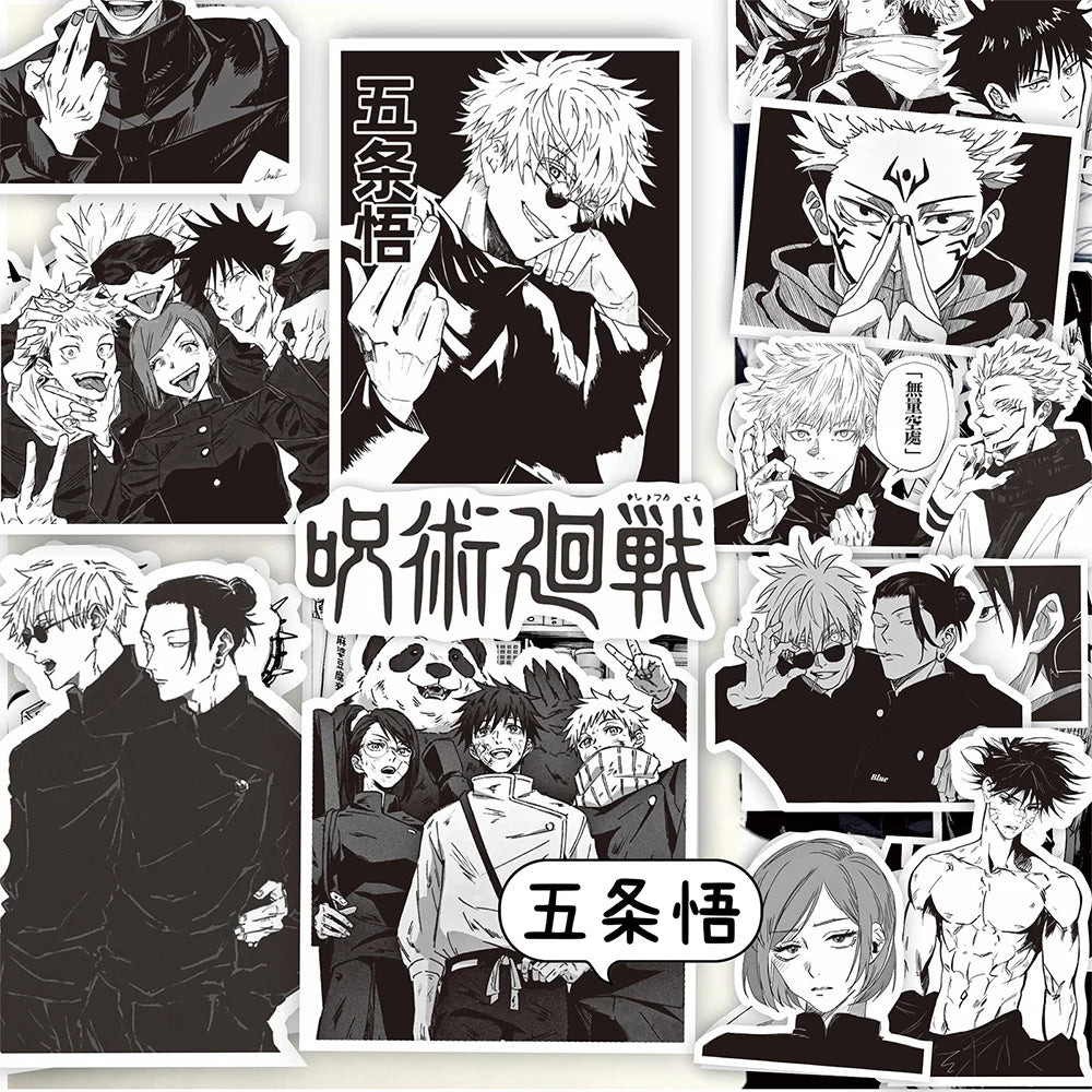 10/30/65pcs Black White Jujutsu Kaisen Anime Stickers Cool Satoru Gojo Cartoon Decals Phone Skateboard Luggage Graffiti Sticker