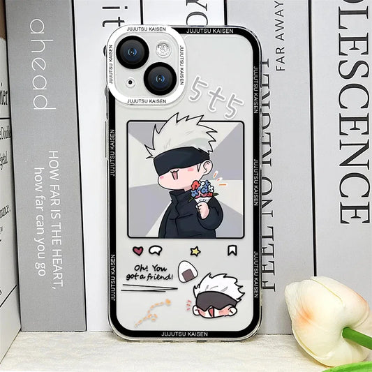 Coque de téléphone mignonne Jujutsu Kaisen Anime pour iPhone 16 15 14 13 12 11 Pro MAX Mini XS X SE2 8 7 Plus Cover Satoru Gojo Comics Fundas