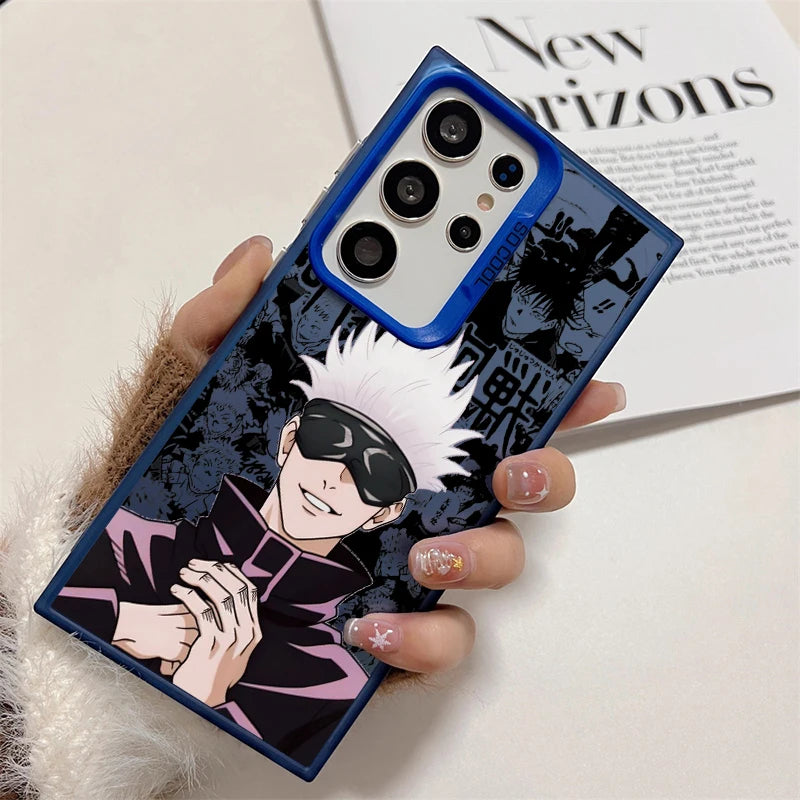 Coque de téléphone Anime Jujutsu Kaisen pour Samsung Galaxy S24 S23 S22 S21 S20 Note 20 Ultra Plus FE 5G Cartoon Coloré Argent Dos