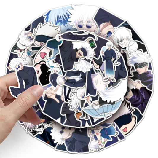 Lot de 10/50 autocollants Jujutsu Kaisen, dessin animé, étanche, pour ordinateur portable, téléphone, guitare, skateboard, enfants, cool, dessin animé, Satoru Gojo, jouets