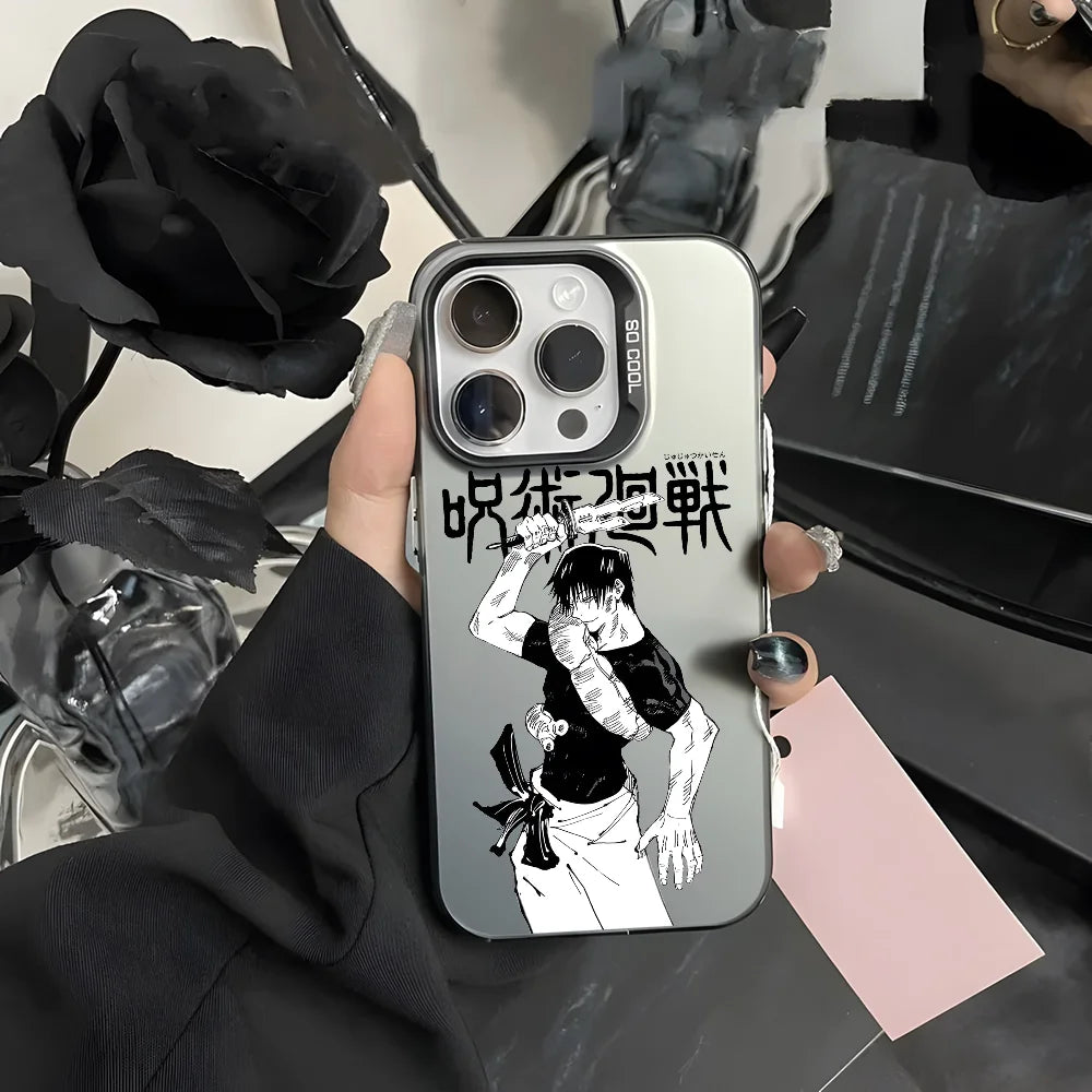 Coque de téléphone Jujutsu Toji Kaisen F-Fushiguro Candy Abraz pour iPhone 16 15 14 13 12 11 Pro Max Noir Violet Mat Ultra-mince Souple