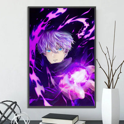 J-Jujutsu Gojo Satoru Self-adhesive Poster Anime Wallpaper Figures Home Decoration Painting Wall Art Bedroom Cartoons Decor