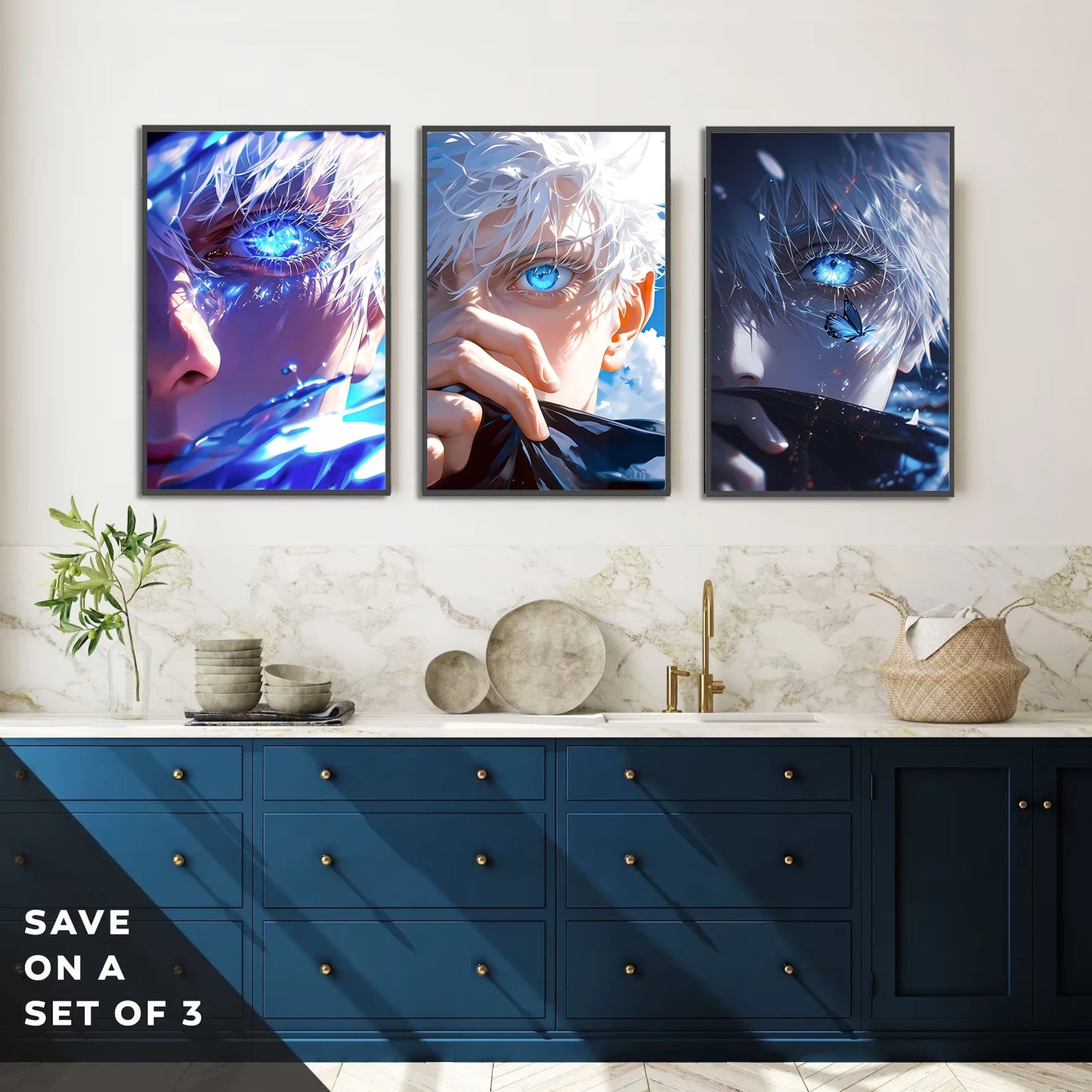 J-Jujutsu Gojo Satoru Self-adhesive Poster Painting Wall Art Bedroom Figures Home Decoration Cartoons Decor Anime Wallpaper