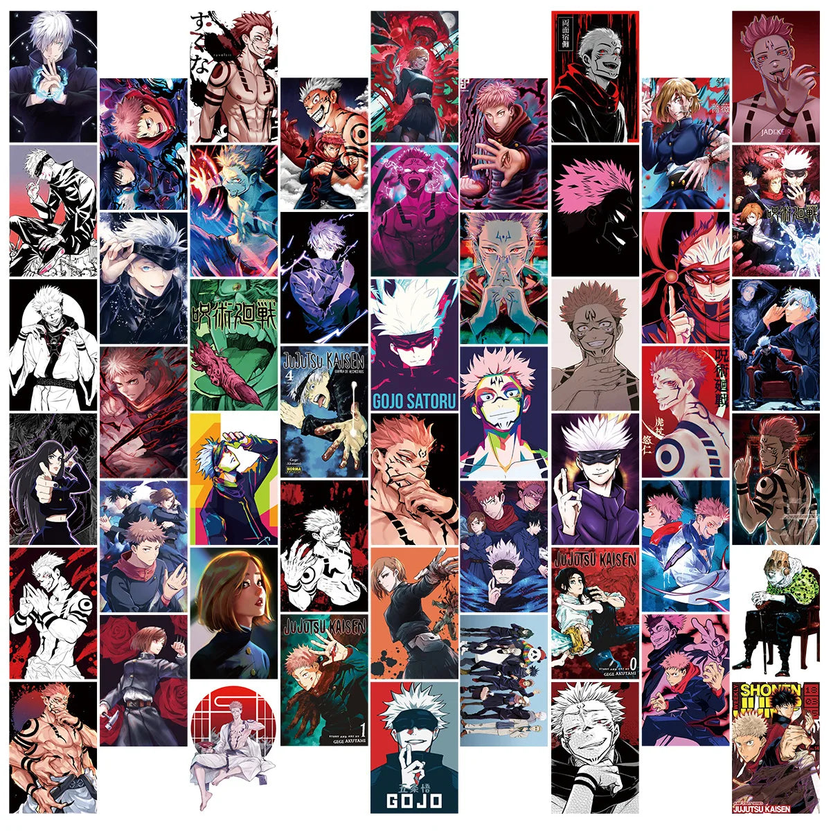 50Pcs Anime Jujutsu Kaisen Poster Stickers DIY Stickers Scrapbooking Phone Luggage Skateboard Waterproof Graffiti Decals