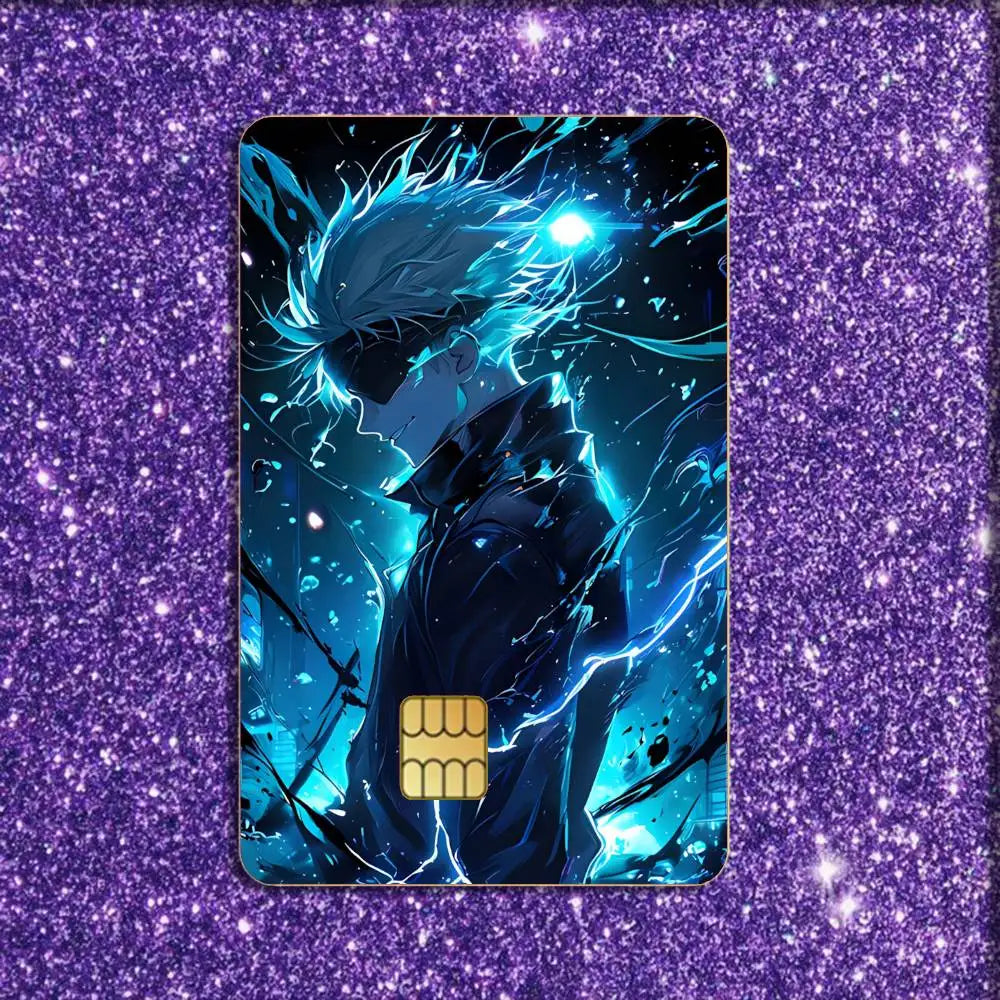 J-Jujutsu kaisen G-Gojo Satoru Card Stickers For Debit Bank Credit Cards Metro Bus Pass Sticker Decoration Cover 4PCS Card Skin