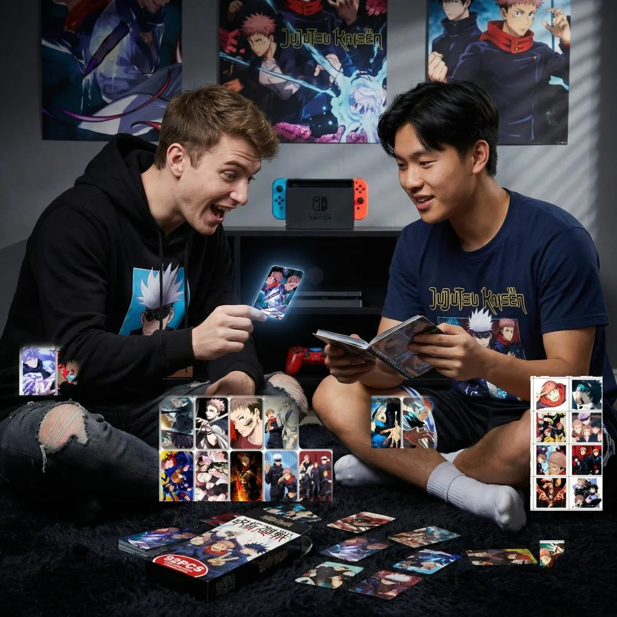 92PCS Cards Set Merch Anime Gojo Satoru Nobara Kugisaki Collectible HD Print Photo Card Jujutsu Kaisen Collect Fan Birthday Gift