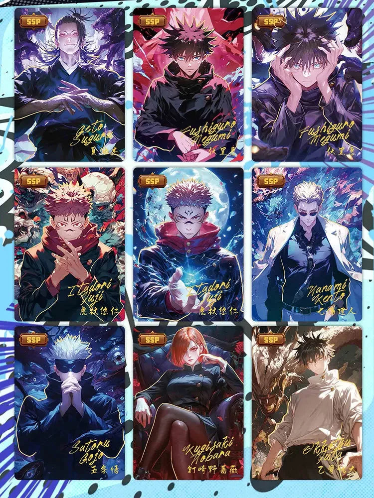 Bandai Hot Anime Jujutsu Kaisen Cards Deluxe Version with Gojo Satoru Action Figure Collectible Trading Cards Perfect Gift Idea