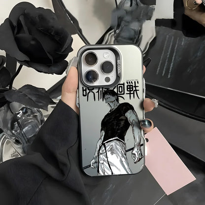 Coque de téléphone Jujutsu Toji Kaisen F-Fushiguro Candy Abraz pour iPhone 16 15 14 13 12 11 Pro Max Noir Violet Mat Ultra-mince Souple