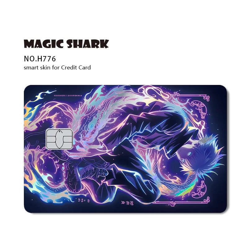 J-Jujutsu K-Kaisen Anime Laser Holographic Itadori Yuji Megumi Fushiguro Gojo Satoru Credit Debit Bank Card Sticker Film Skin