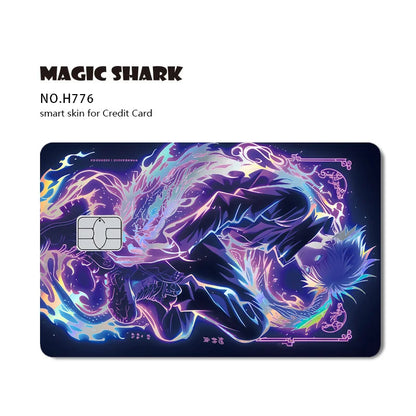 J-Jujutsu K-Kaisen Anime Laser Holographic Itadori Yuji Megumi Fushiguro Gojo Satoru Credit Debit Bank Card Sticker Film Skin