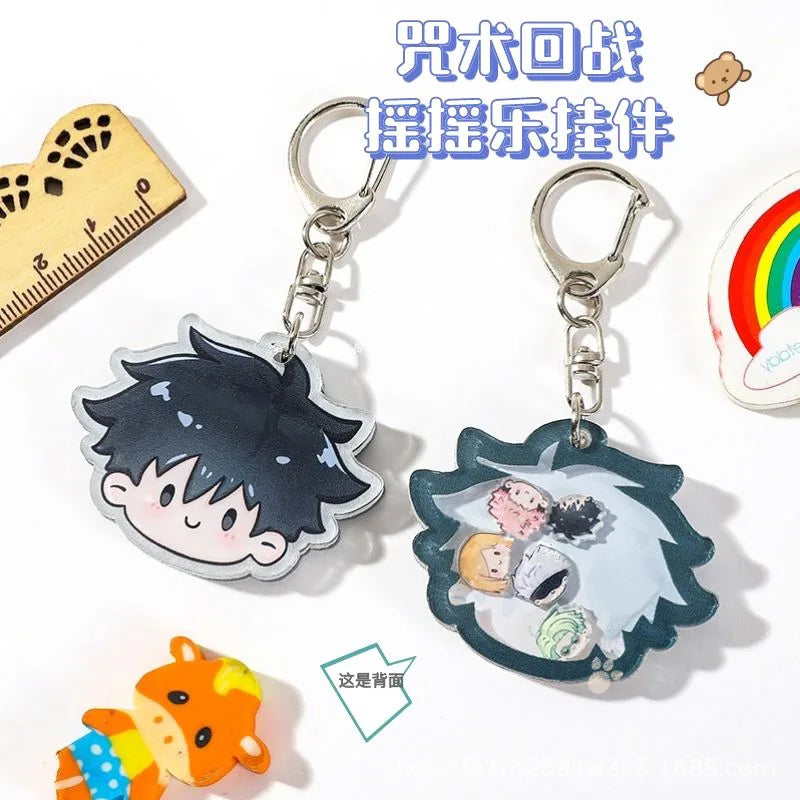 Porte-clés pendentifs en acrylique, dessin animé Jujutsu Kaisen Gojo Satoru, Megumi Nobara Nanami Itadori Yuji Kawaii, jouets à secouer, cadeaux 