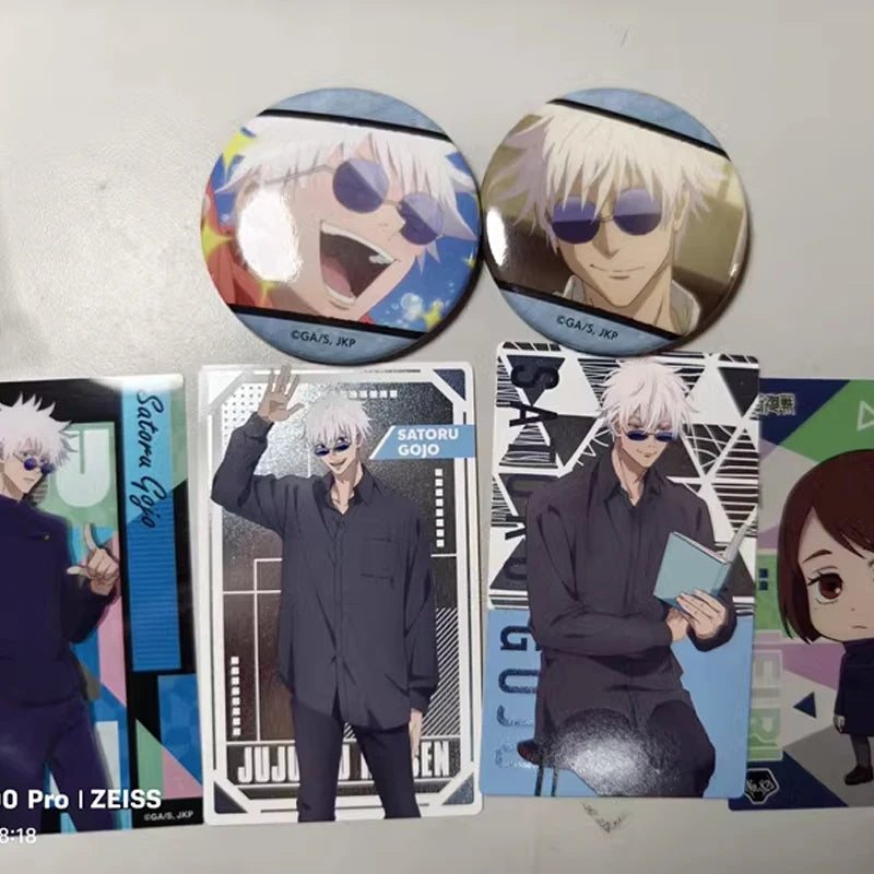 Cartes de dessin animé Jujutsu Kaisen Gojo Satoru Itadori Yuji Fushiguro Megumi, carte Flash, marque-page pour cadeaux de Collection 
