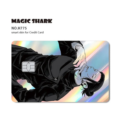J-Jujutsu K-Kaisen Anime Laser Holographic Itadori Yuji Megumi Fushiguro Gojo Satoru Credit Debit Bank Card Sticker Film Skin