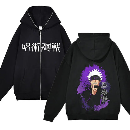 Jujutsu Kaisen Zipper Jackets Anime Gojo Satoru Sweatshirts Gojo Hoodies Thin Fleece Hoodie Zip Up Y2k Hoodies Anime Sweaters - Jujutsu Kaisen Merch - Free Shipping Buy Now