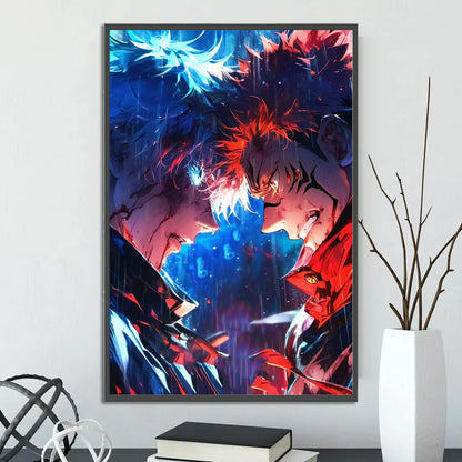 J-Jujutsu Gojo Satoru Self-adhesive Poster Anime Wallpaper Figures Home Decoration Painting Wall Art Bedroom Cartoons Decor