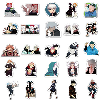 50Pcs Cartoon Jujutsu Kaisen Stickers DIY Laptop Skateboard Kids Cool Sticker Itadori Yuji Satoru Gojo Anime Decal Toys